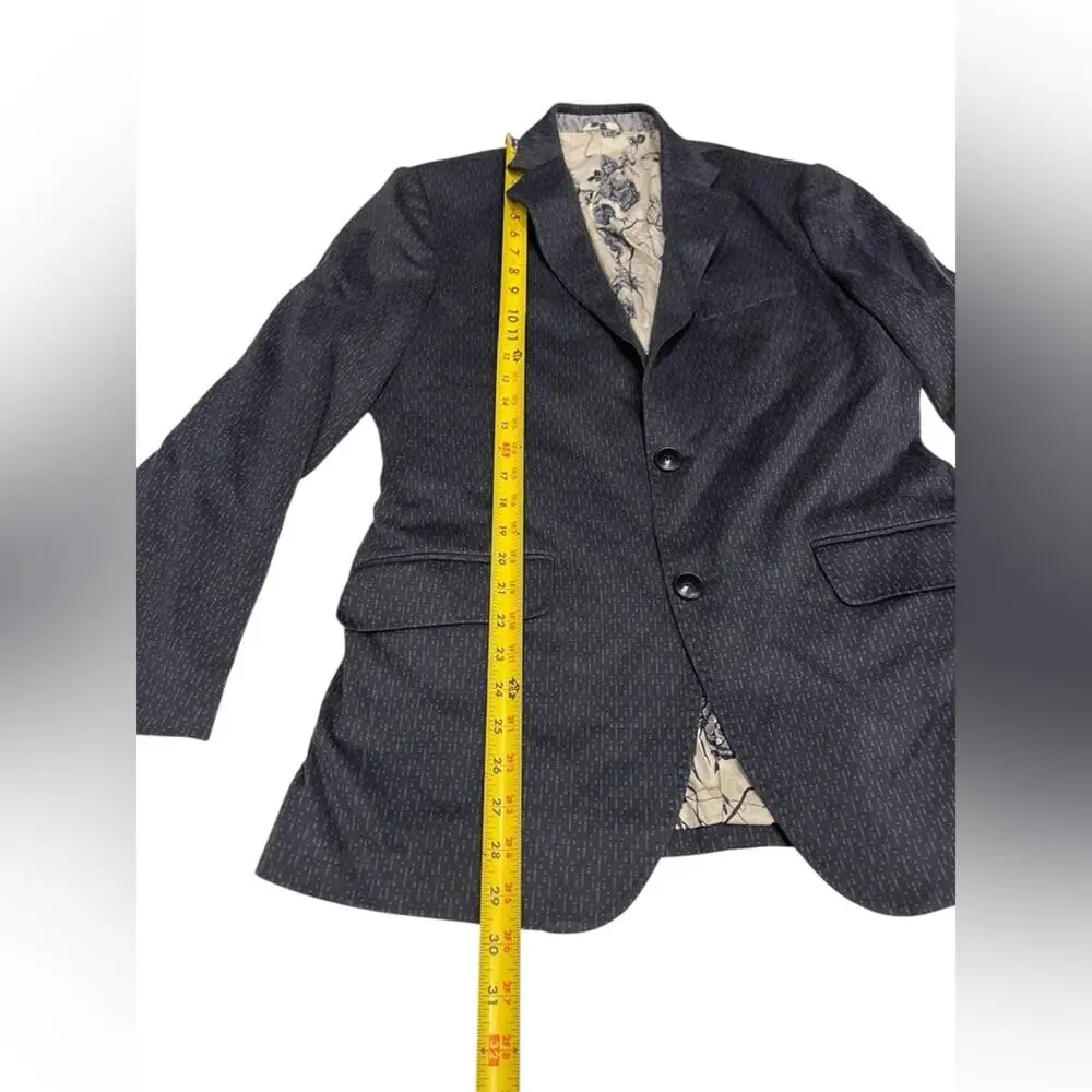 ETRO Men's Navy Blazer with Patterned Lining size:52